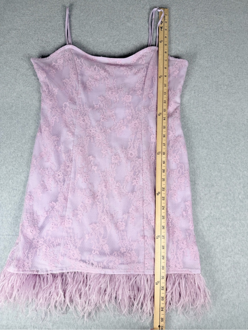 Lovers + Friends NWT Lilac Lace Feather-Trim Slip Dress Size XL - Picture 14 of 16